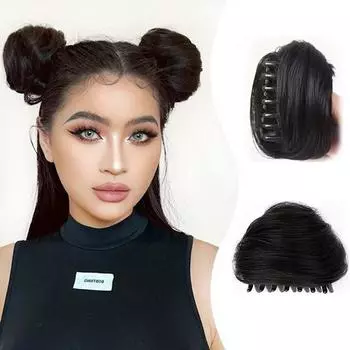 MISS WIG Кошачьи ушки Булочка для волос Зажимы для когтей Синтетические кошачьи ушки для волос Когти Естественный вид Искусственная булочка для волос Шиньоны Аксессуары для волос 10cm