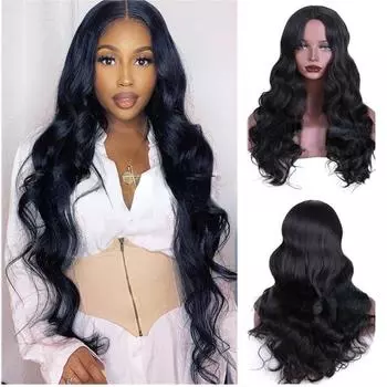 MISS WIG Красивый длинный волнистый парик Ombre Черный Коричневый Розовый Красное вино Цвет Парик из синтетического волокна для женщин 9058