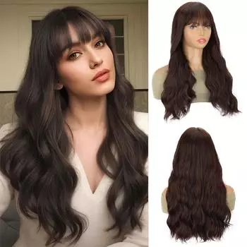 MISS WIG Натуральные длинные волнистые парики синтетические с темно-коричневым париком термостойкие волосы для женщин ежедневный Хэллоуин вечеринка косплей 55cm