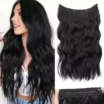 MISS WIG невидимые накладные волосы с 4 зажимами синтетические длинные пляжные волны накладные волосы прозрачная регулируемая повязка на голову для женщин повседневная одежда 50cm