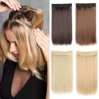 MISS WIG No Clip, женские наращивание волос, вьющиеся прямые синтетические проволочные волокна, регулируемые прозрачные накладные волосы для наращивания волос 22inches