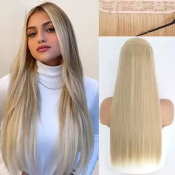 MISS WIG No Invisible Clip Длинные прямые волосы для наращивания Натуральный коричневый блондин Накладные волосы Черный Темно-коричневый 55 cm