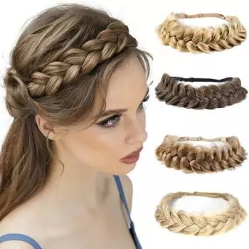 MISS WIG Регулируемая плетеная повязка на голову ручной работы - высокотемпературный головной убор из натурального волокна для женщин 22cm