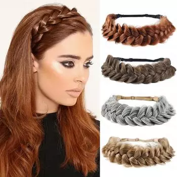 Регулируемая повязка на голову NICESY Braid, повязка на голову Fishbone Braid, синтетические аксессуары для волос, элегантные для ежедневного использования, аксессуары для волос, обруч для волос 22cm
