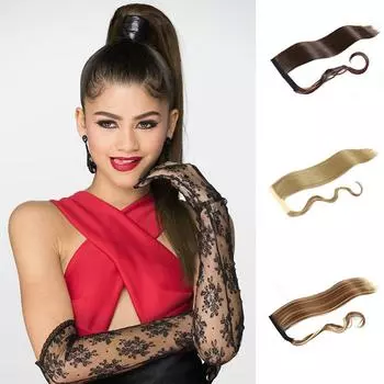 MISS WIG Шелковый парик с прямыми волосами, женский хвост с завязками на шнурке, черный, коричневый, золотой парик