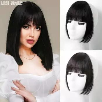 MISS WIG Синтетическая воздушная челка Для укладки волос Заколка для волос Наращивание волос Длинные и широкие бакенбарды Натуральный зажим для парика с челкой 20cm