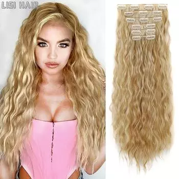 MISS WIG Синтетическая заколка для наращивания волос на всю голову длиной 140 г Афро-кудрявые накладные волосы на заколке 6 шт./компл. шпилька для женщин 60cm