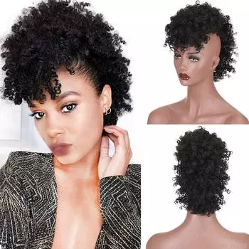 MISS WIG Синтетическая заколка для волос в виде ирокеза, хвостик, пучок с челкой, накладная прическа, заколка для наращивания волос с шестью зажимами 45cm