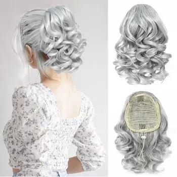 MISS WIG Синтетические 10-дюймовые заколки на шнурке для наращивания хвоста Вьющиеся волосы с конским хвостом для женщин Ежедневное использование 25cm