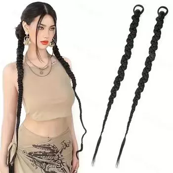 MISS WIG Синтетические эластичные длинные плетеные хвостики Наращивание волос Элегантные аксессуары для повседневного использования 60cm