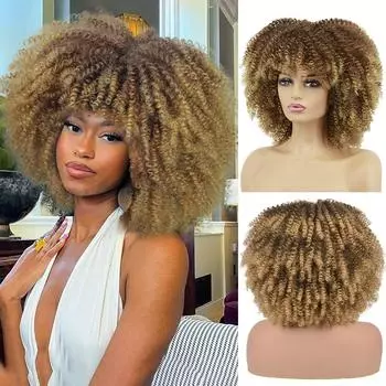 MISS WIG Синтетические большие вьющиеся парики боб удлинение натуральные бесклеевые термостойкие парики для чернокожих женщин носить 30cm