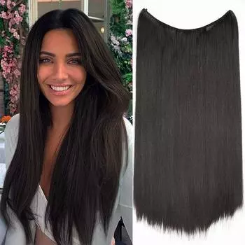 MISS WIG Синтетические длинные прямые невидимые волосы для наращивания волос с рыбьей линией без заколки для волос для женщин, термостойкие парики