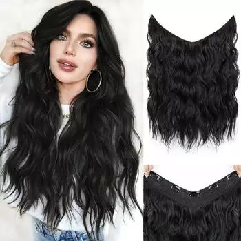 MISS WIG Синтетические длинные волнистые вьющиеся накладные волосы с 5 зажимами для волос для женщин, легко носить 50cm
