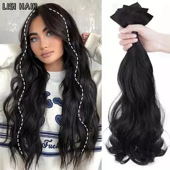 MISS WIG Синтетические длинные волосы для наращивания волнистые волосы термостойкое волокно парик с двумя зажимами костюм из трех частей парик для женщин 60cm