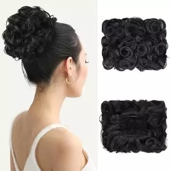 MISS WIG Синтетические короткие небрежные вьющиеся волосы для наращивания пучком Легко растягивающиеся гребни для волос Накладной хвост для наращивания резинка для волос Шиньон для наращивания хвост 10cm