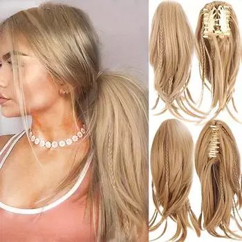 MISS WIG Синтетические косички Конские хвосты Зажим для наращивания волос Парик Прямые хвостики для женщин