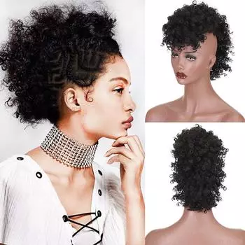 MISS WIG Синтетические кудрявые вьющиеся волосы ирокез для наращивания красочных волос с заколками для вечеринок для женщин 45cm