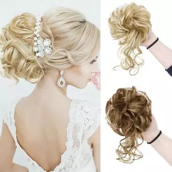 MISS WIG Синтетические наращивание волос Пучок Шиньон Небрежный вьющийся ободок для волос Эластичные резинки для волос накладные волосы для женщин Шпильки China