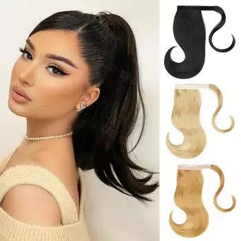 MISS WIG Синтетические прямые наращивания хвоста Шиньон на клипсе для наращивания волос для женщин и девочек Натуральные черные аксессуары для волос 50cm