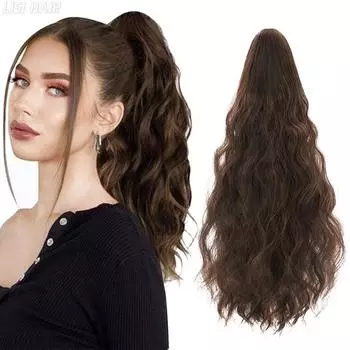 MISS WIG Синтетические вьющиеся волосы на заколке в хвостик Светло-коричневые короткие волосы 13 дюймов Накладные волосы Накладные косички 40cm