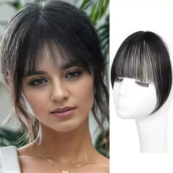 MISS WIG Синтетические волосы, цельный прямой зажим для наращивания волос, плоская челка с воздушной бахромой спереди и париком для женщин, повседневное использование 24cm