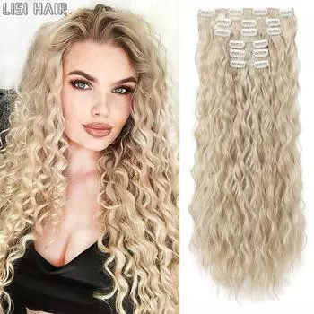 MISS WIG синтетические заколки для волос, длинные вьющиеся толстые шиньоны для женщин, синтетические наращивание волос на всю голову, шиньоны 60cm