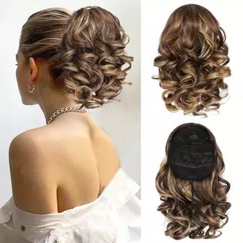 MISS WIG Синтетический 10-дюймовый хвостик на шнурке, короткие свободные волнистые конские хвосты, наращивание волос, кусочки волос для женщин, повседневного использования 25cm