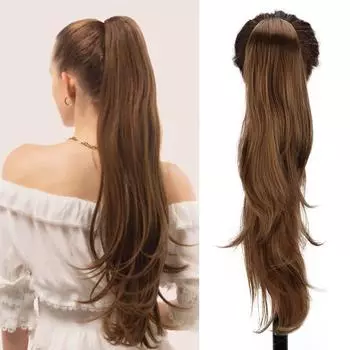 MISS WIG Синтетический 22-дюймовый парик с хвостиками для женщин Длинный прямой вьющийся хвост Наращивание волос с хвостиком Многослойные шиньоны с хвостиком 55cm