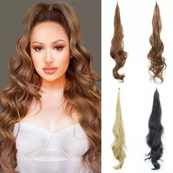 MISS WIG Синтетический 30-дюймовый гибкий хвостик с наращиванием, длинный волнистый многослойный хвостик, парик для женщин, для косплея 75cm