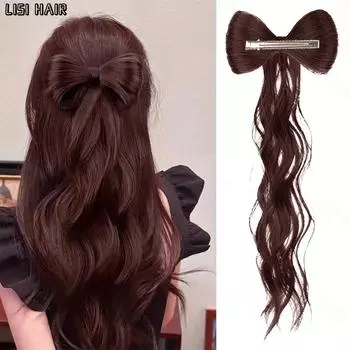 MISS WIG Синтетический бант Полувысокий хвостик Волнистые косы Зажим для волос Сумки для волос Бантик на голову Конский хвост Аксессуары для волос для женщин