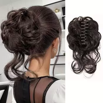 MISS WIG Синтетический беспорядочный пучок волос Взлохмаченный парик Наращивание волос Булочки Резинки для волос Наращивание вьющихся хвостов Шиньоны Заколка для волос для женщин 20cm
