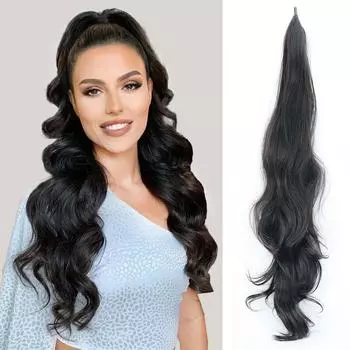MISS WIG Синтетический хвост Длинные волнистые Гибкая обертка вокруг волос Наращивание хвоста для женщин Накладной хвост Шиньон Повседневная одежда 75CM