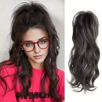 MISS WIG Синтетический хвост с когтями Длинный вьющийся волнистый хвост на клипсе для наращивания волос Натуральный парик для женщин Ежедневное использование 30cm