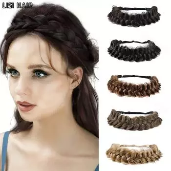 MISS WIG Синтетический классический 3-прядный эластичный плетеный ободок для наращивания парика Натуральный парик Косы Подходит для женщин Повседневная одежда для косплея 22cm