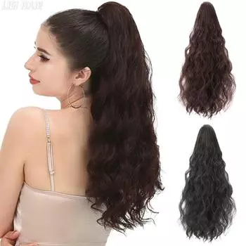 MISS WIG Синтетический коготь, волнистый хвост, аксессуар для наращивания волос, короткий хвост с естественной волной из термостойкого волокна 40cm