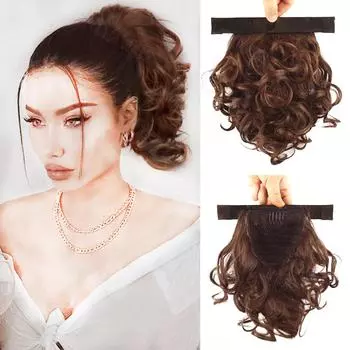 MISS WIG Синтетический короткий хвостик на клипсе, милый слегка завитый хвост для женщин, повседневная вечеринка