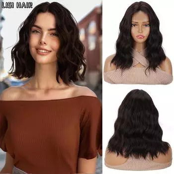 MISS WIG Синтетический короткий волнистый парик длиной до плеч, натуральный вид, термостойкое волокно, парик для женщин, ежедневное использование 30cm