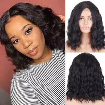 MISS WIG Синтетический парик 14 дюймов Средняя волна кружевные парики для женщин термостойкое волокно Лолита косплей повседневный светлый розовый парик