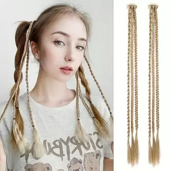 MISS WIG Синтетический парик из 2 предметов, косы с зажимом, боксерская коса, зажим для наращивания волос, длинная прямая коса, термостойкие шиньоны для женщин 55cm