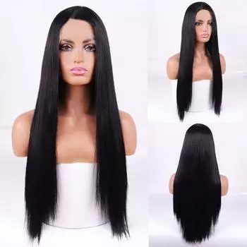 MISS WIG Синтетический парик спереди, черный парик с омбре, естественная длина волны, подходит для чернокожих женщин, термостойкий