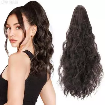 MISS WIG Синтетический волнистый зажим для наращивания волос в хвосте Черный Коричневый Шиньон Короткий хвост Натуральный кусок волос для женщин 40cm