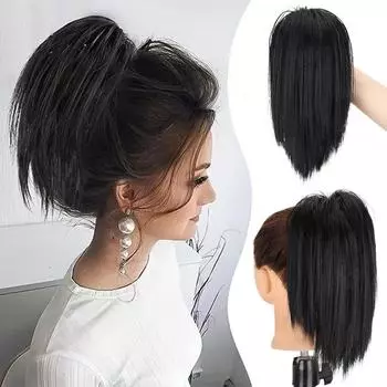 MISS WIG Синтетический зажим для когтей Грязный пучок Наращивание волос Прямой пушистый пучок волос Натуральный парик для женщин 25cm