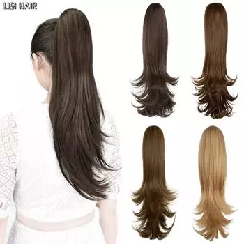 MISS WIG Синтетический зажим для наращивания волос в хвосте Волнистая накладная косичка с резинкой Конский хвост 35cm