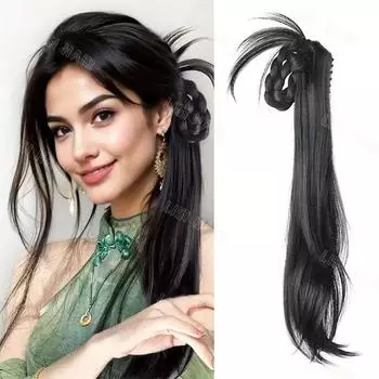 MISS WIG Синтетический зажим для волос в хвосте Длинный хвост Наращивание волос Элегантные аксессуары для повседневного использования 45cm