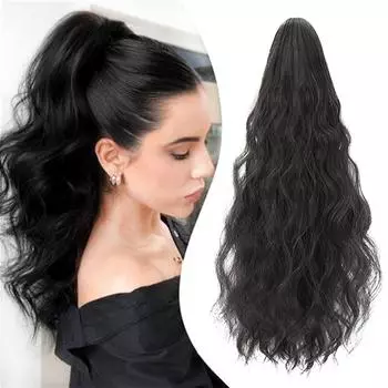 MISS WIG Синтетический зажим с когтями в хвосте Наращивание волос Шиньон Пучок Искусственные черные натуральные волосы Ложная косичка для женщин 40cm