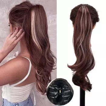 MISS WIG Синтетический зажим с когтями в волнистом высоком хвосте, наращивание волос, длинный пушистый парик с хвостом для женщин, повседневный косплей 50cm