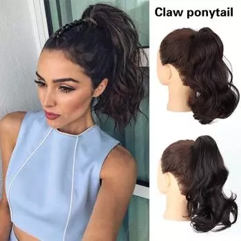 Miss Wig Синтетическое волокно 12 дюймов Женская заколка для волос «Конский хвост» Аксессуар для волос «Конский хвост» Темно-волновой хвост для праздничной одежды 30cm