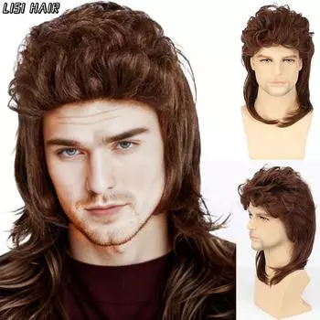 Мисс парик синтетический черный коричневый вьющийся с челкой наращивание мужской парик короткий высококачественный мужской парик для косплея 35cm