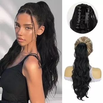 MISS WIG Synthetic Claw Ponytail Wig High Temperature Fiber Extensions Long Wavy Curly Easy To Wear Ponytail For Women 50cm