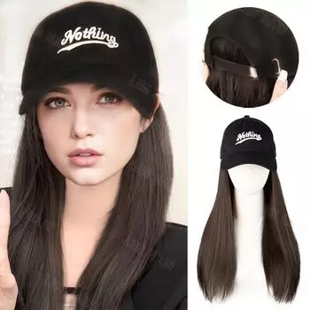 MISS WIG Синтетическая длинная прямая бейсболка, наращивание парика, регулируемая шляпа, парик для женщин 50cm